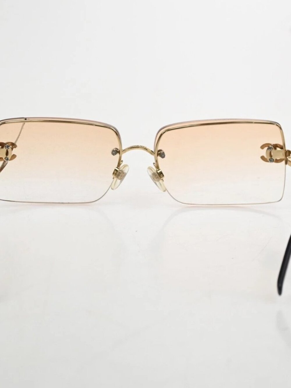 CHANEL CC Logo Rhinestone Rimless Sunglasses 4092-B Plastic Metal GHW 63RL930 - Picture 15 of 16